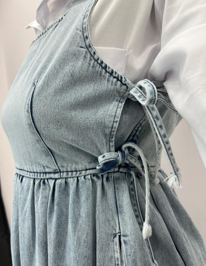 Bağlama Detaylı Kot Jile