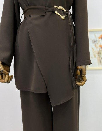 Gold Kemerli Asimetrik Model Pantolon Takım