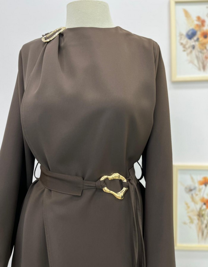 Gold Kemerli Asimetrik Model Pantolon Takım