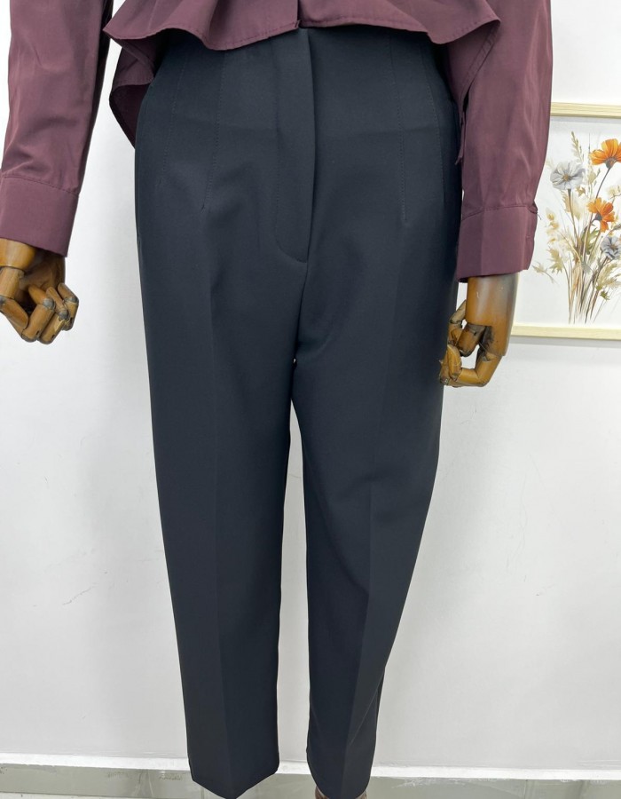 Siyah Havuç paça Kumaş Pantolon