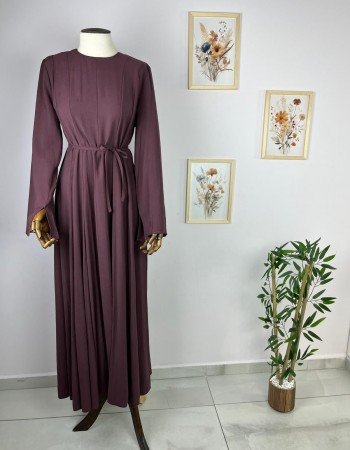 Belden Oturtma Detaylı Elbise mürdüm