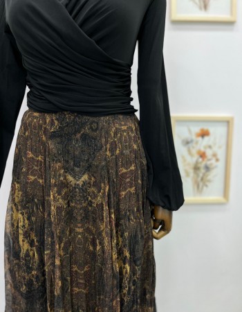 Alaca Desenli Asimetrik Şifon Etek