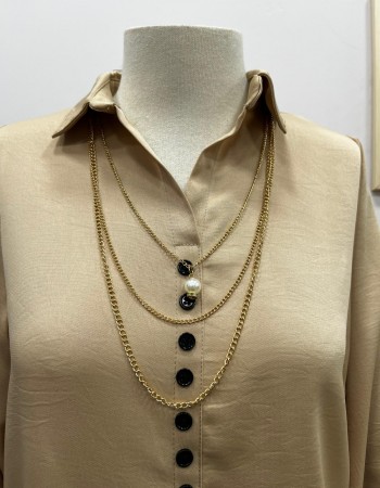 Açık Kahve Kadın Seyyar Kolye Detaylı Gömlek