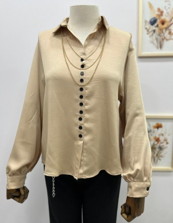 Açık Kahve Kadın Seyyar Kolye Detaylı Gömlek